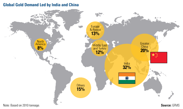 World Gold Demand by Country map world gold demand map