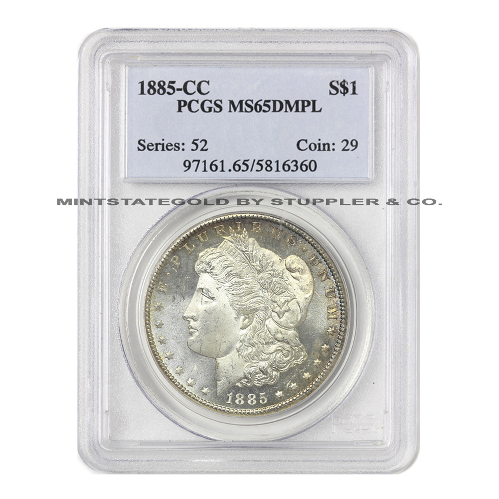 Proof Like 1885 CC $1 Morgan PCGS MS65 DMPL Gem Carson City Silver