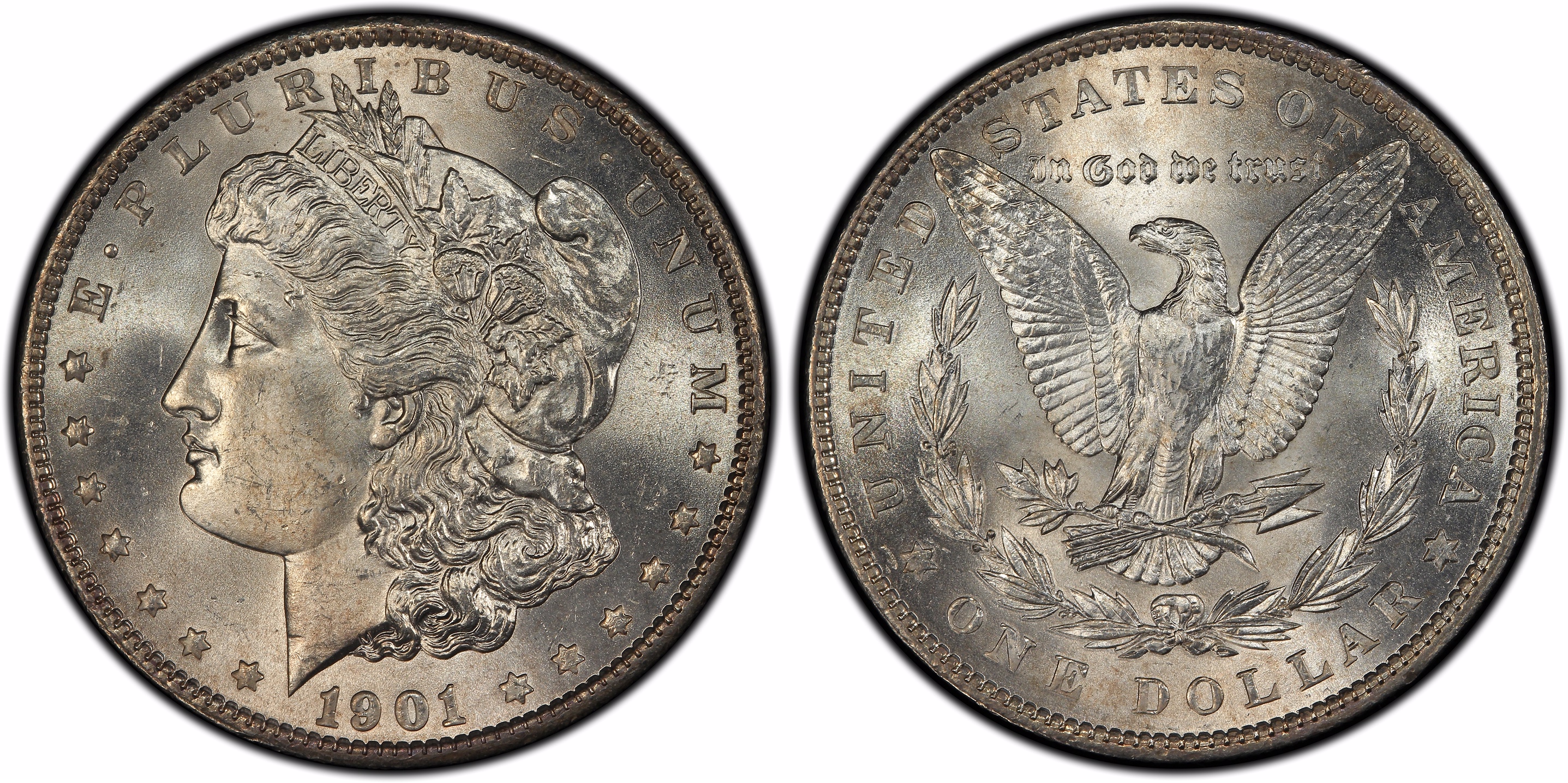 The single finest known 1901 Philadelphia Mint Morgan dollar, graded PCGS MS66, is one of the many highlights of the previously unreported Illinois Set that now is ranked all-time finest in five categories in the PCGS Set Registry. (Photo courtesy of Professional Coin Grading Service www.PCGS.com.)