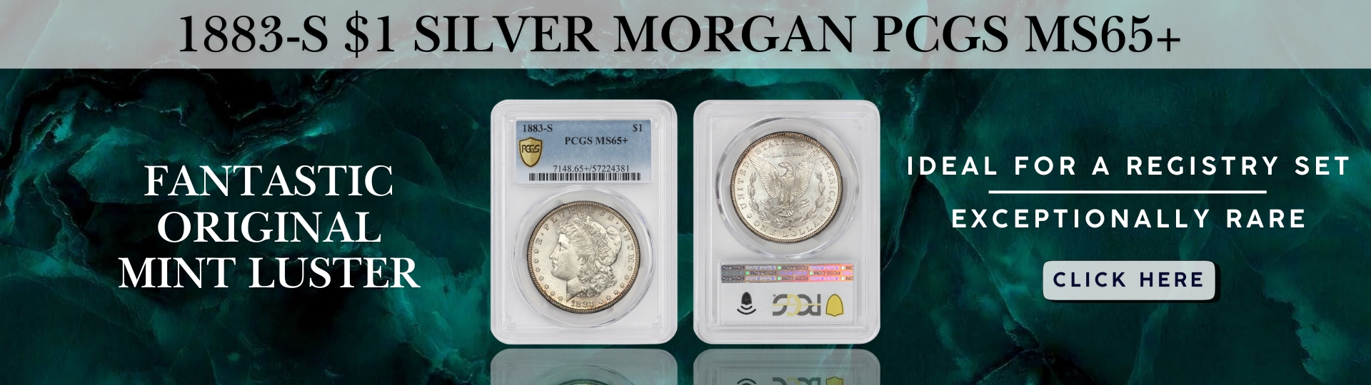 Eighteen eighty three S one dollar Silver Morgan graded M S sixty five plus by P C G S