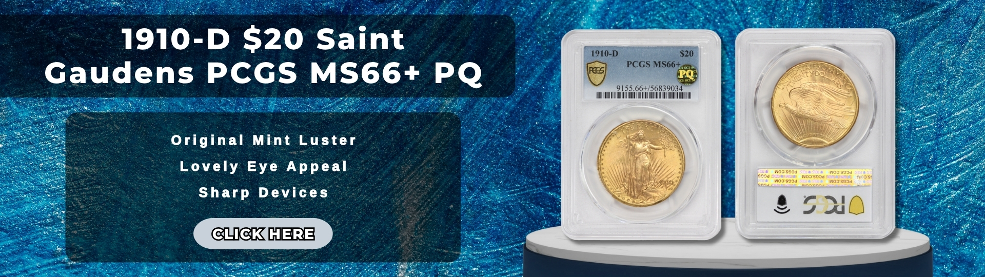 nineteen hundred ten - d saint gaudens double eagle graded M S sixty six plus by P C G S P Q