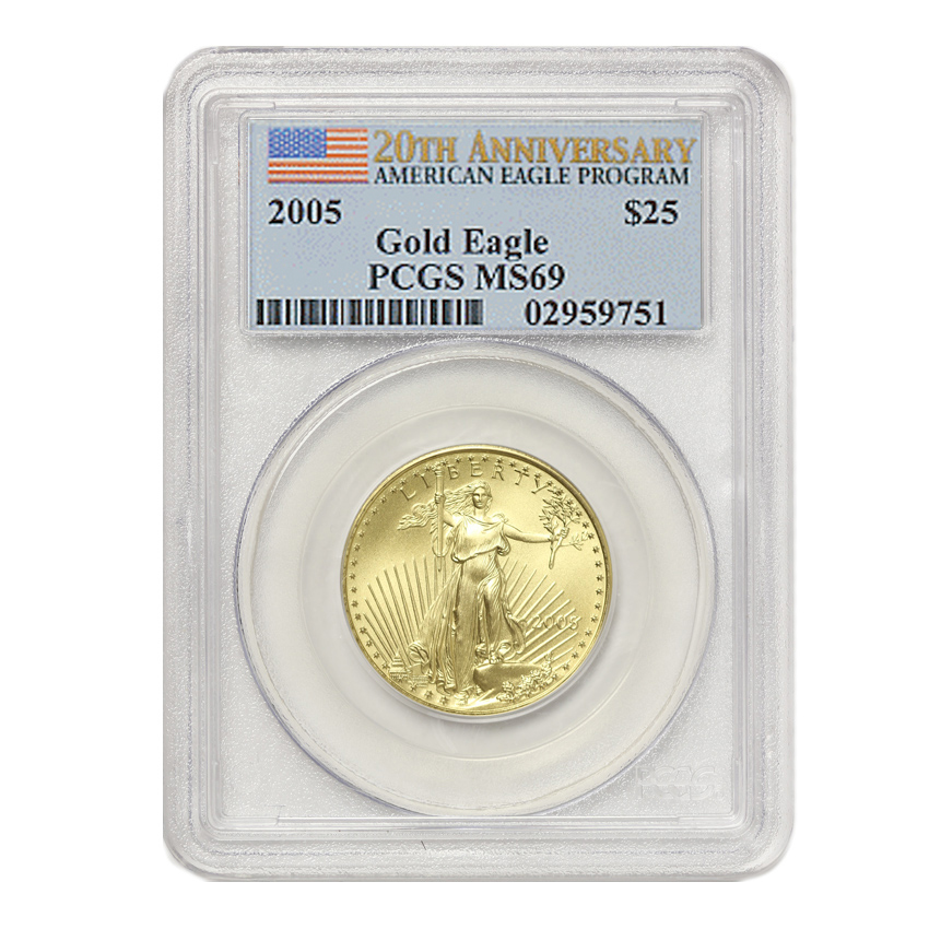 2005 $25 Eagle PCGS MS69 20th Anniv.