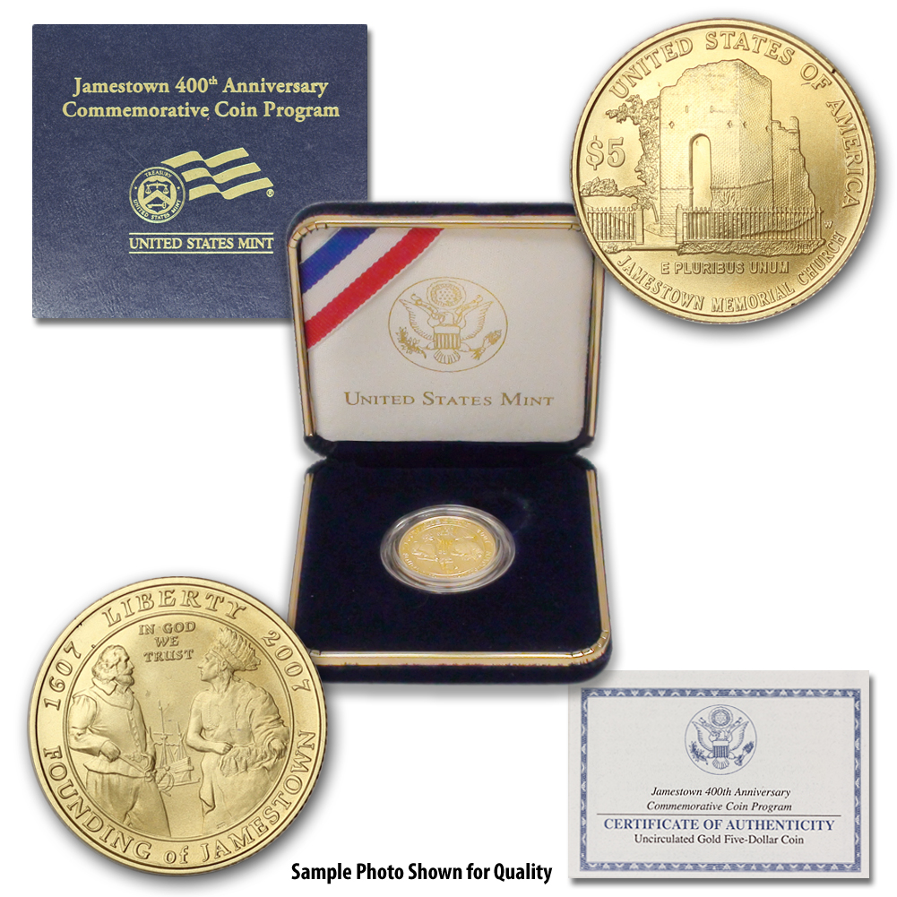 2007-W $5 Jamestown Unc. w/ Mint Box and COA