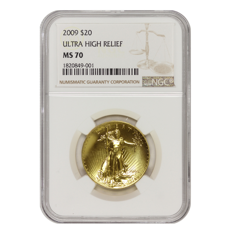 2009 $20 Gold Ultra High Relief NGC MS70
