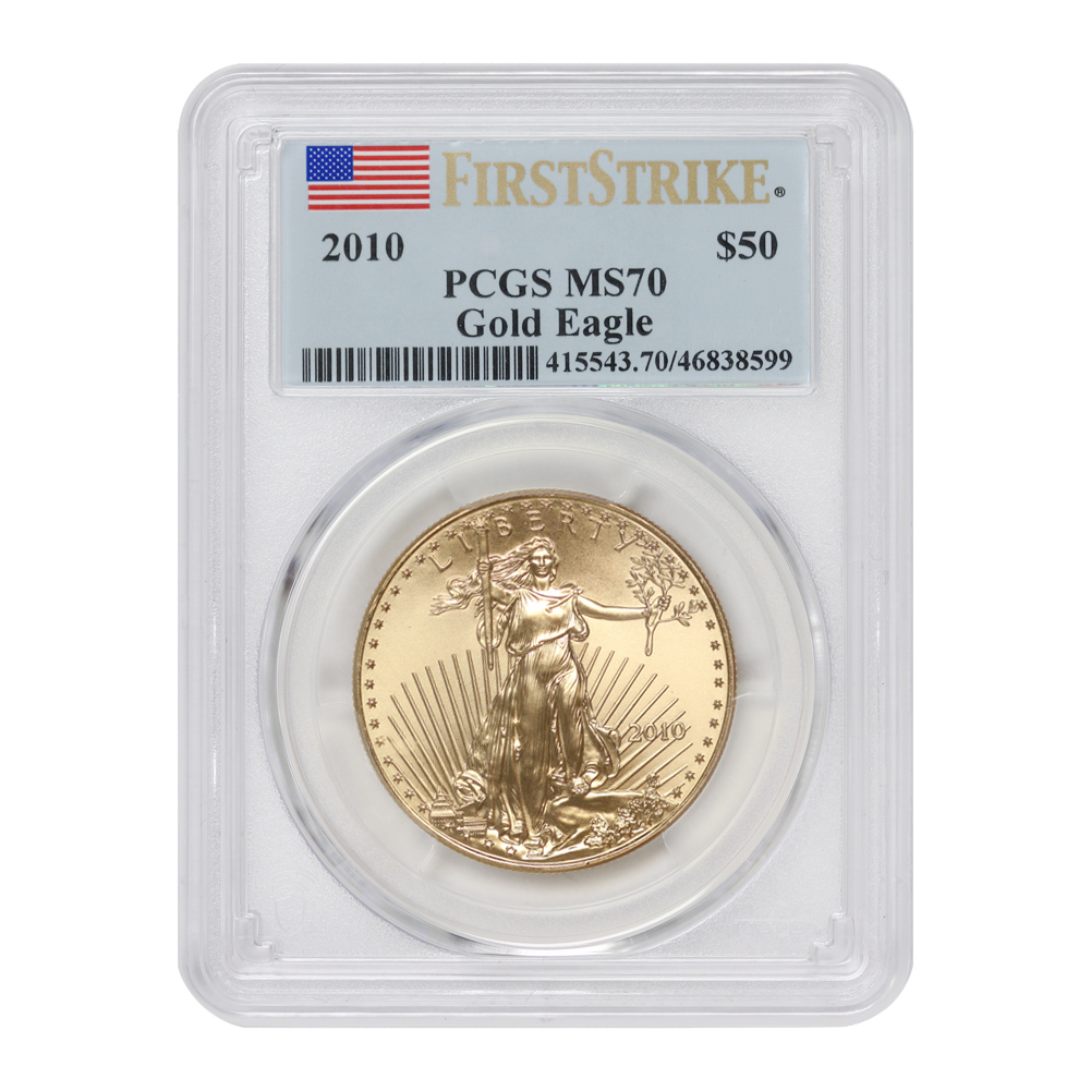 2010 $50 Gold Eagle PCGS MS70 FS Flag Label