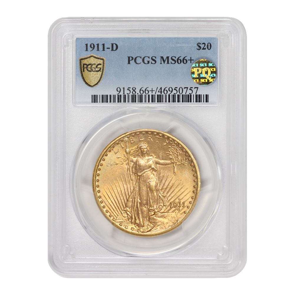1911-D $20 MS66+ PCGS