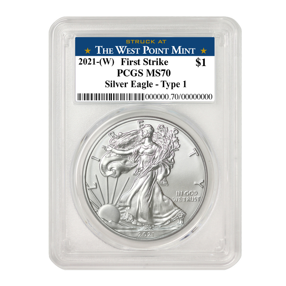 2021-(W) $1 Silver Eagle PCGS MS70 FS WP Type 1