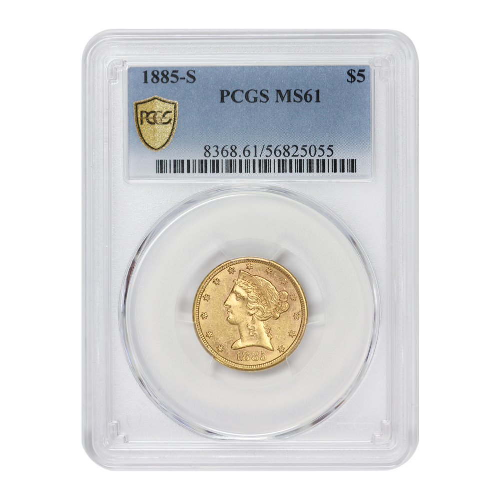 1885-S $5 MS61 PCGS