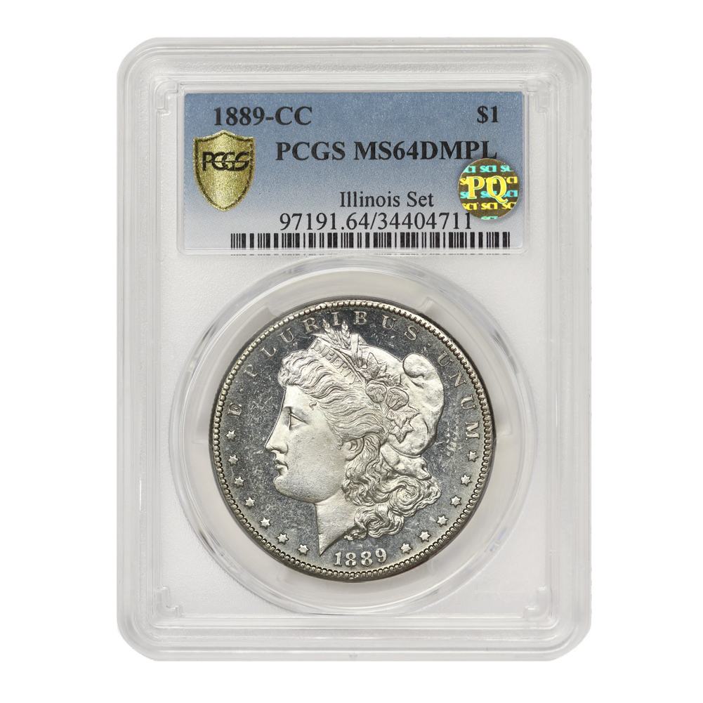 1889-CC $1 Silver Morgan PCGS MS64DMPL PQ Illinois Set