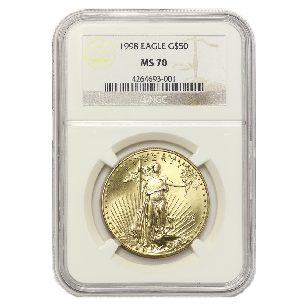 1998 $50 1 ounce American Gold Eagle NGC MS70