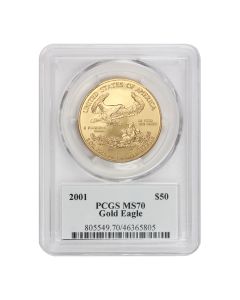 2001 $50 Gold Eagle PCGS MS70 Mercanti Label