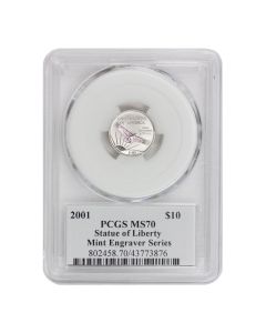 2001 $10 Platinum Eagle PCGS MS70 Mercanti Label