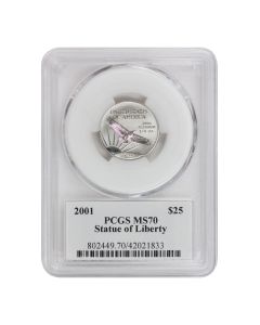 2001 $25 Platinum Eagle PCGS MS70 Mercanti Label