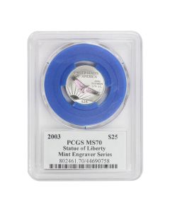 2003 $25 Platinum Eagle PCGS MS70 Mercanti Label