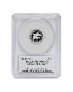 2003-W $10 Platinum Eagle PCGS PR70DCAM Mercanti Label