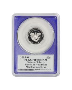 2005-W $25 Platinum Eagle PCGS PR70DCAM Struck at West Point Mercanti Label Blue Core