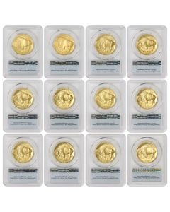 Set of 18 2006 to 2023 Gold Buffalos PCGS MS70 FS Bison Label Obverse 1