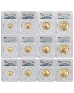 Set of 26 2006 to 2024 Gold Eagle PCGS SP70 FS Flag Label Box