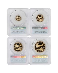 Set of 4 2007-W Gold Eagle PCGS PR70DCAM FS Flag Label Obverse