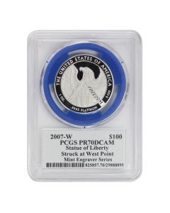 2007-W $100 Platinum Eagle PCGS PR70DCAM Mercanti Label