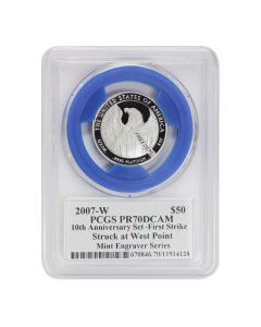 2007-W $50 Platinum Eagle PCGS PR70DCAM FS Mercanti Label