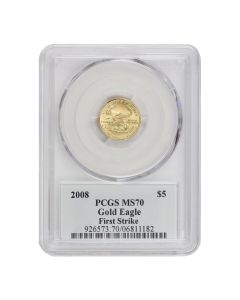 2008 $5 Gold Eagle PCGS MS70 FS Mercanti Label