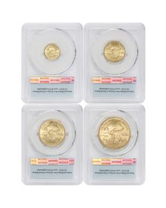 Set of 4 2008 Gold Eagle PCGS MS70 FS Flag Label Obverse