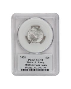 2008 $25 Platinum Eagle PCGS MS70 Mercanti Label White Gasket