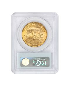 US $20 Saint Gaudens 1908 PCGS MS66 No Motto PQ Obverse