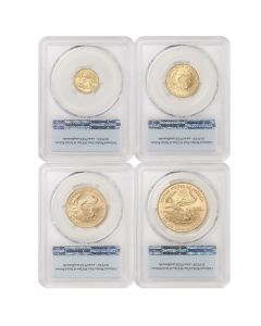 Set of 4 2008-W Gold Eagles PCGS SP70 FS Flag Label Obverse
