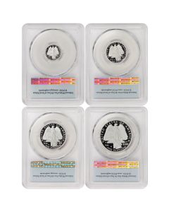 Set of 4 2008-W Platinum Eagles PCGS PR70DCAM FS Flag Label Obverse