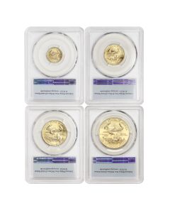 Set of 4 2010 Gold Eagles PCGS MS70 FS Obverse