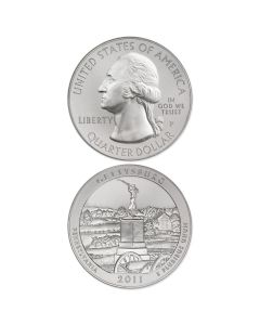 2011-P 5 oz 25c Silver America the Beautiful - Gettysburg National Park BU Mint Box & CoA 