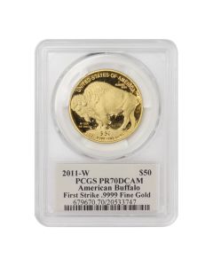 2011-W $50 Gold Buffalo PCGS PR70DCAM FS Cleveland Label Obverse