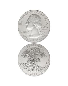 2013-P 5 oz 25c Silver America the Beautiful - Great Basin BU w/ Box & CoA