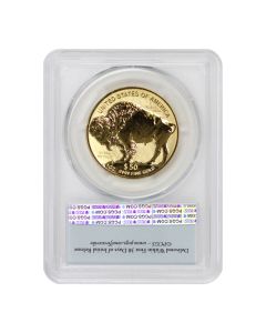 2013-W Rev PR $50 Gold Buffalo PCGS PR70 FS Bison Label Obverse