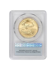 2014 $50 Gold Eagle PCGS MS70 FS Flag Label Obverse