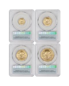 Set of 4 2014 Gold Eagle PCGS MS70 FS Flag Label