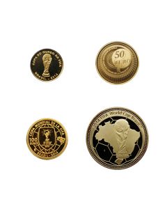 Set of 4 Gold/Copper 2014 Brazil FIFA World Cup Official Proof Set w/ OGP