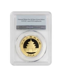 China 2014 Gold Panda 500 Yn PCGS MS70 FS Obverse