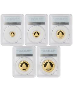 China 2014 Set of 5 Gold Panda PCGS MS70 FS