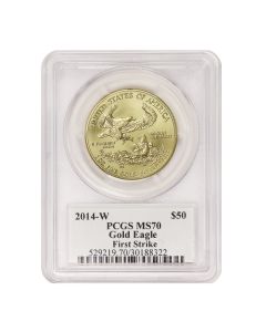 2014-W $50 Gold Eagle PCGS SP70 FS St. Gaudens Label Obverse
