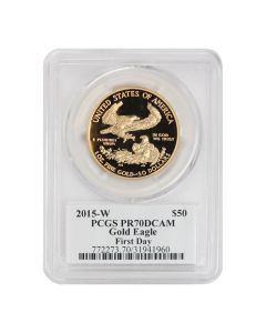 2015-W $50 Gold Eagle PCGS PR70DCAM FDOI Mercanti Label w/ OGP