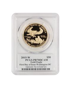 2015-W $50 Gold Eagle PCGS PR70DCAM FDOI Washington DC Moy Label OGP 
