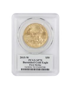 2015-W $50 Eagle PCGS SP70/MS70 FS St Gaudens label Reverse
