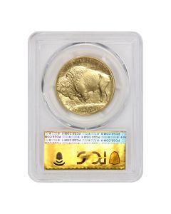 2016 $50 Gold Buffalo PCGS MS70 FDWP Gold Foil Label Obverse

