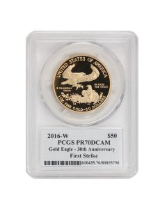 2016-W $50 Gold Eagle PCGS PR70DCAM FS Moy Label OGP Obverse