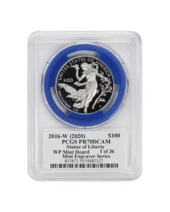 2016-W (2020) $100 Platinum Eagle PCGS PR70DCAM WP Mint Hoard Mercanti Label