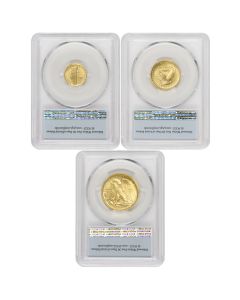 Set of 3 2016-W Gold Dime, Quarter, Half Dollar PCGS SP70 FS Flag Label Obverse