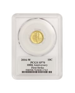 2016-W 10c Gold Mercury Dime PCGS SP70 FS Anniv. Obverse
